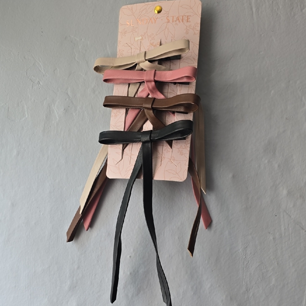 Sunday State Vegan Leather Bow Hair Clips - Set 4